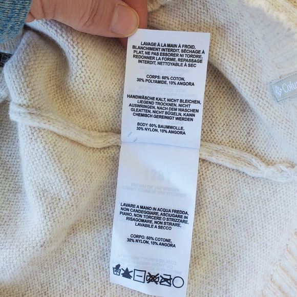 Columbia Sweater Women's XLarge Long Sleeve Zip Cardigan 10% Angora Beige - Picture 10 of 11